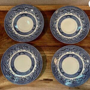Vintage Set of 4 Blue Willow Saucers Royal USA